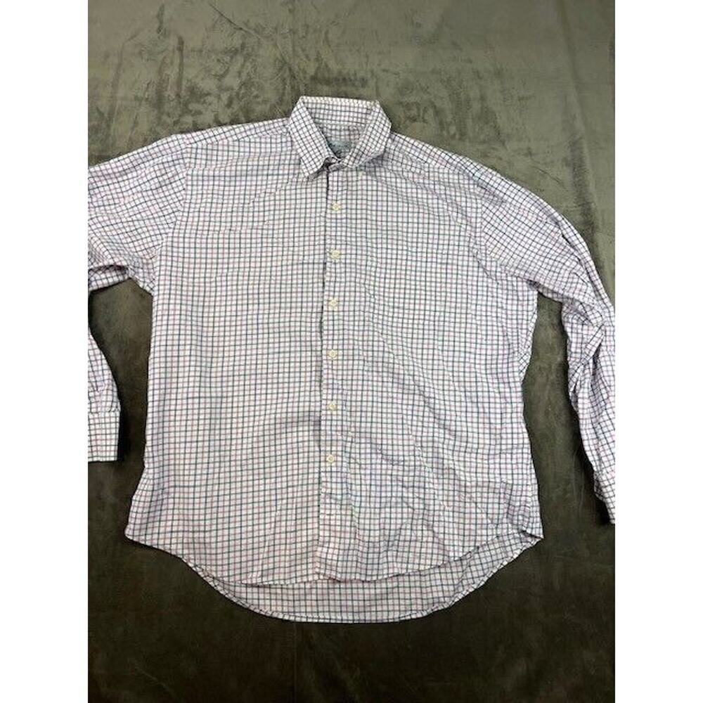 Peter Millar Size XL Long Sleeve purple blue Plaid Button Up